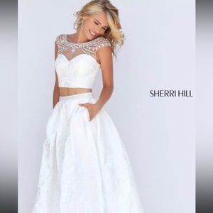 Sherri Hill 2 pc white ball gown. Size 00